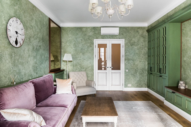 Фотография: Гостиная в стиле Прованс и Кантри, Лофт, Квартира, Проект недели, Москва, Альбина Алиева, Монолитный дом, 4 и больше, Более 90 метров – фото на INMYROOM