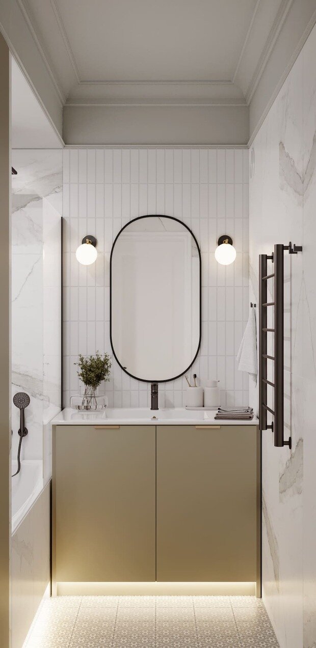 Фотография: Ванная в стиле Современный, Эклектика, Классический, Квартира, Проект недели, Санкт-Петербург, Кирпичный дом, 4 и больше, 60-90 метров, Студия дизайна Максимаджи – фото на INMYROOM