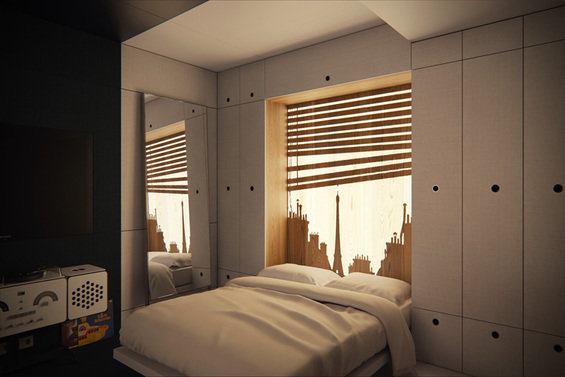 Фотография: Спальня в стиле Лофт, Малогабаритная квартира, Квартира, Дома и квартиры – фото на INMYROOM