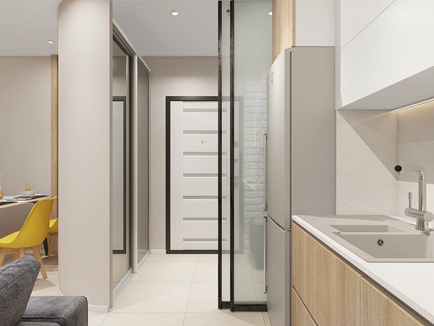 Визуализация интерьера кухни и столовой в современном стиле