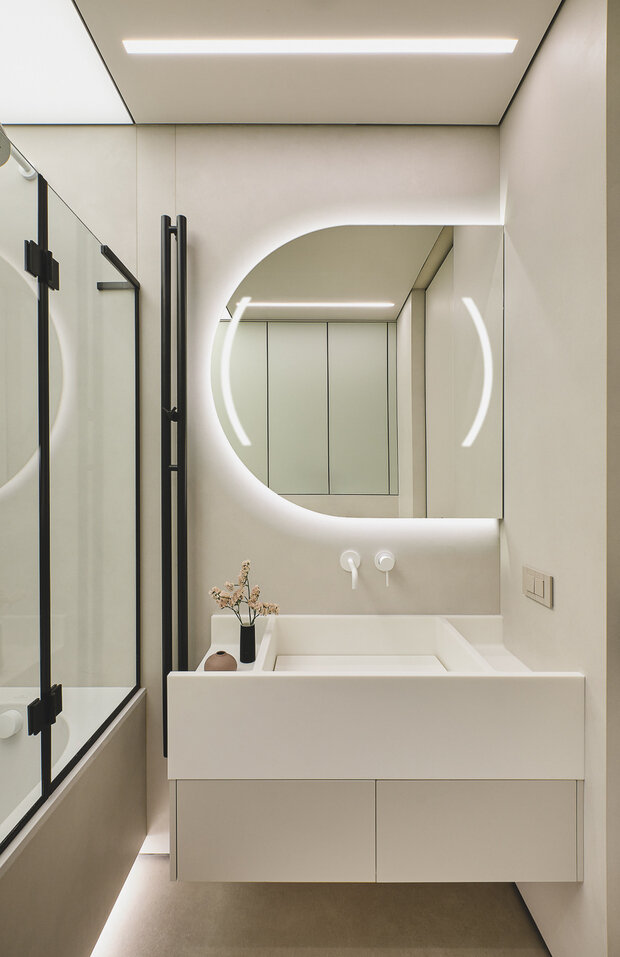 Фотография: Ванная в стиле Современный, Квартира, Проект дня, Москва, Монолитный дом, 3 комнаты, 60-90 метров, ЖК «Зиларт», Виталия Мясников – фото на INMYROOM