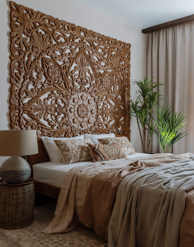 Фотография: Спальня в стиле Восточный, Эклектика, Квартира, Проект дня, Москва, 3 комнаты, 60-90 метров, Виолетта Голубева – фото на INMYROOM