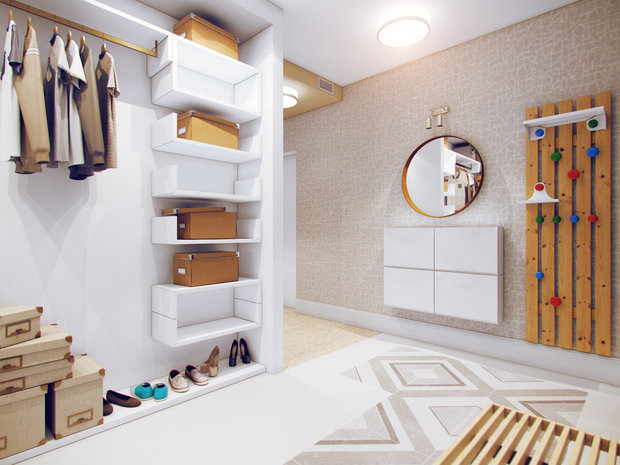 Фотография: Прихожая в стиле Эко, Современный, Декор интерьера, Квартира, Планировки, Хранение, Текстиль, Освещение, Декор, Мебель и свет, Минимализм, Проект недели, Перепланировка – фото на INMYROOM