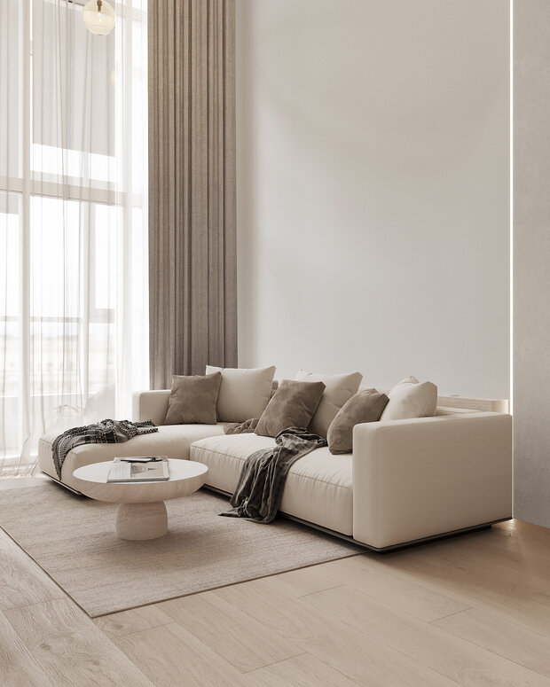 Визуализация интерьера гостиной в стиле минимализм