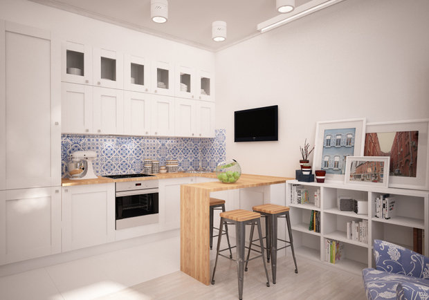 Фотография: Кухня и столовая в стиле Скандинавский, Квартира, Студия, Проект недели, Новая Москва, новостройка, Евгения Потапова, Антон Белов, ARTTUNDRA, Монолитный дом, 40-60 метров – фото на INMYROOM