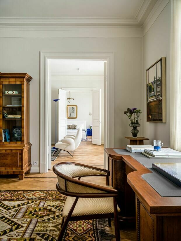 Фотография: Кабинет в стиле Эклектика, Винтажный, Классический, Современный, Квартира, Проект дня, Москва, 4 и больше, Более 90 метров, Елена Учаева – фото на INMYROOM