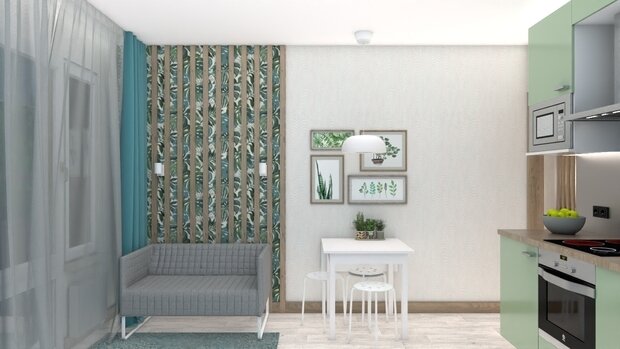 Фото из портфолио 1-комнатная квартира, г.Новосибирск, частично с мебелью и техникой заказчика, высказанные пожелания - мебель известного бренда – фотографии дизайна интерьеров на INMYROOM