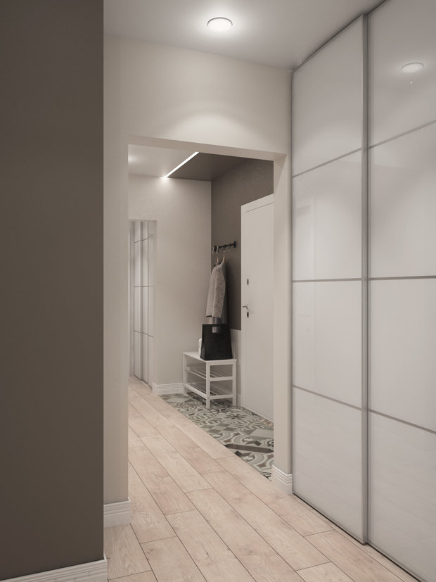 Фотография: Прихожая в стиле Современный, Скандинавский, Квартира, Проект дня, Московская область, Балашиха, Ольга Погорелова, Панельный дом, 2 комнаты, 40-60 метров, П-44ТМ – фото на INMYROOM