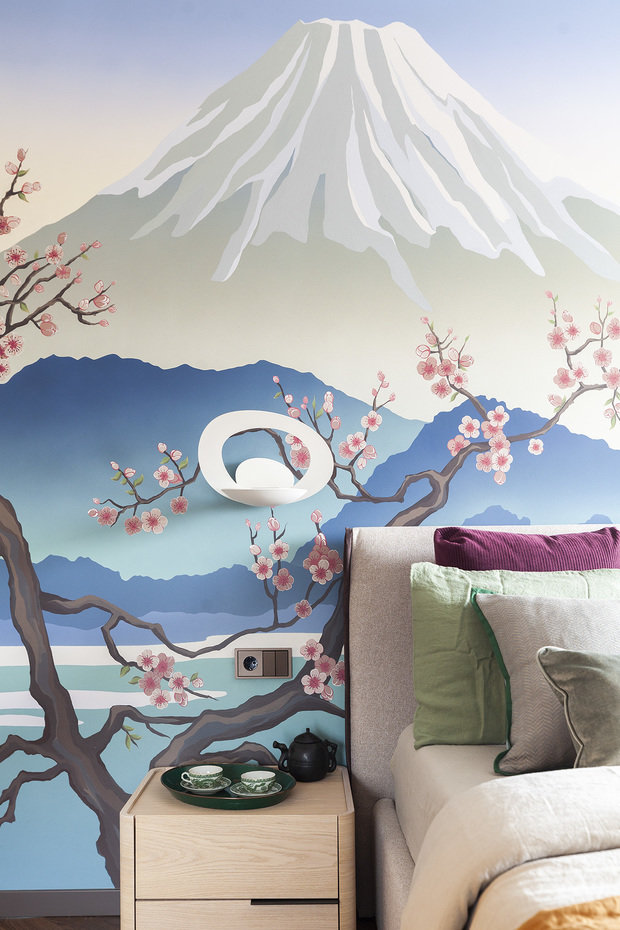 Фотография: Спальня в стиле Современный, Восточный, Квартира, Проект недели, Москва, Юлия Веселова, 3 комнаты, Более 90 метров – фото на INMYROOM