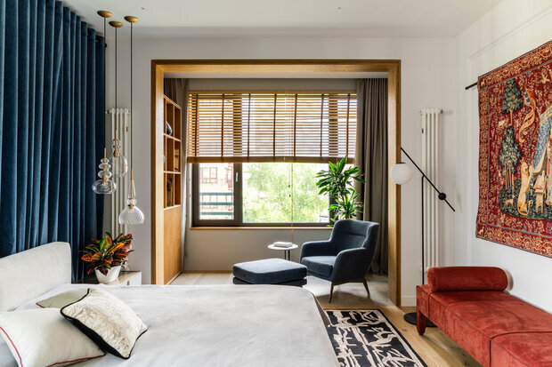 Фотография: Спальня в стиле Современный, Квартира, Проект дня, Москва, 3 комнаты, Более 90 метров, Эксклюзивные проекты, Александр Сенчугов – фото на INMYROOM