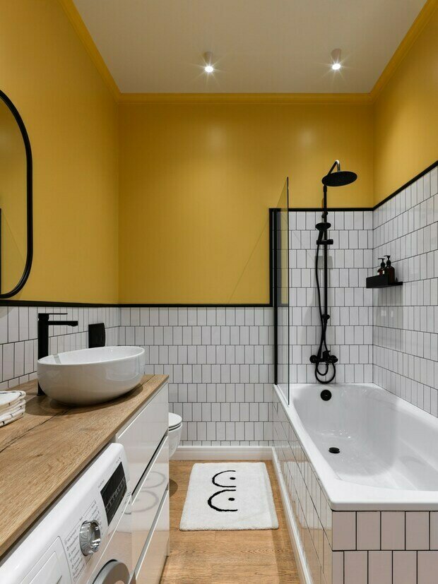 Фотография: Ванная в стиле Современный, Скандинавский, Квартира, Проект недели, Москва, 2 комнаты, 40-60 метров, 60-90 метров, Монолитно-кирпичный, Анастасия Заркуа – фото на INMYROOM