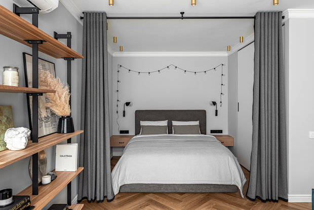 Фотография: Спальня в стиле Скандинавский, Современный, Квартира, Студия, Проект недели, Пенза, 40-60 метров, Юлия Власова – фото на INMYROOM