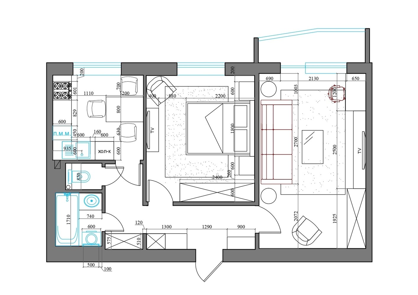Фотография: Планировки в стиле , Современный, Квартира, Проект недели, Ростов-на-Дону, 2 комнаты, 40-60 метров, Мария Пивоварова – фото на INMYROOM Фотография: Планировки в стиле , Современный, Квартира, Проект недели, Ростов-на-Дону, 2 комнаты, 40-60 метров, Мария Пивоварова – фото на INMYROOM