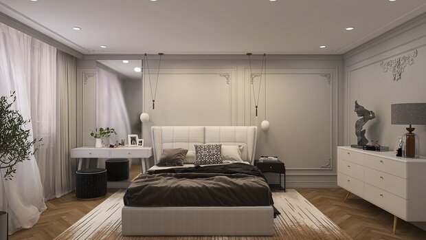 Фото из портфолио Спальня неоклассика – фотографии дизайна интерьеров на INMYROOM