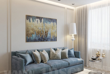 Дизайн интерьера гостевой спальни в квартире в ЖК "Родной город" г.Москва