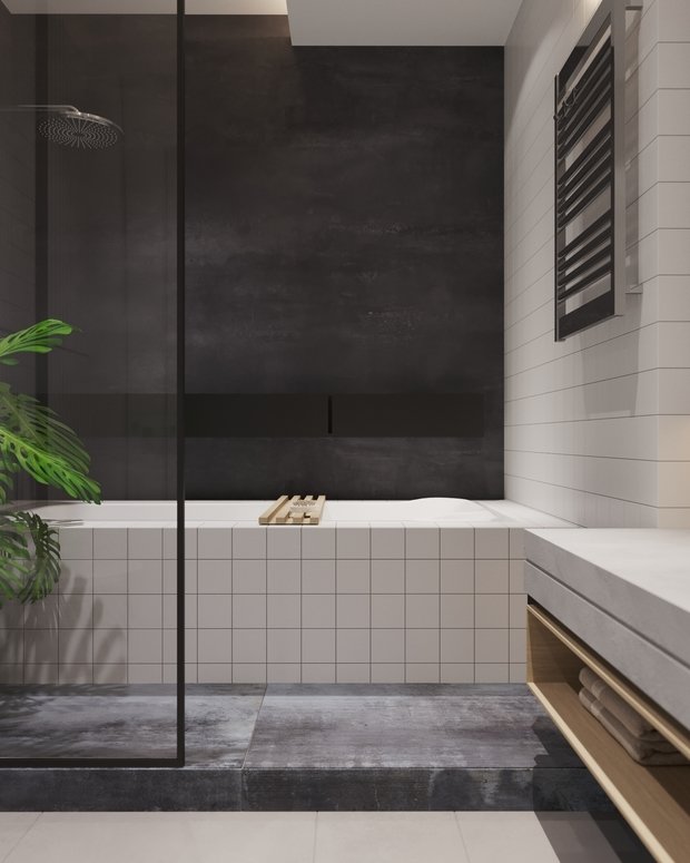 Фотография: Ванная в стиле Лофт, Современный, Квартира, Проект недели, Санкт-Петербург, 2 комнаты, 60-90 метров, Dinamika Architects – фото на INMYROOM