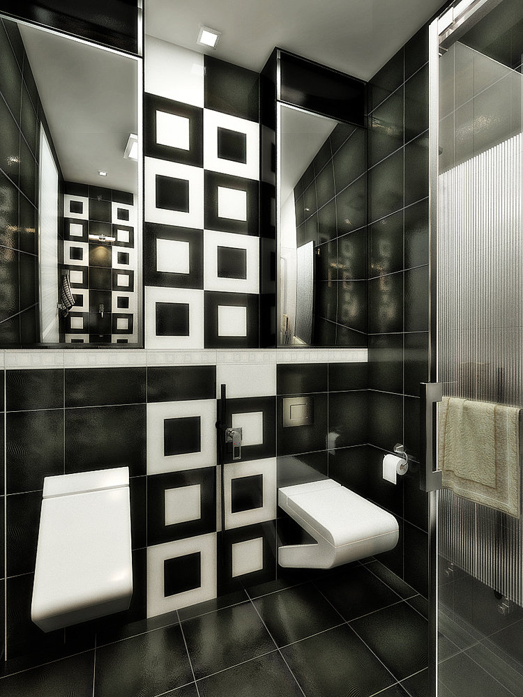 Фото из портфолио Черно-белый интерьер для ванной комнаты от Design Ideas Crimea – фотографии дизайна интерьеров на INMYROOM