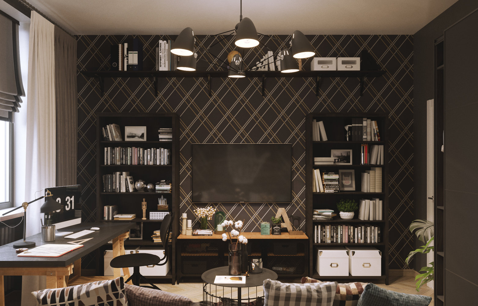 Фотография: Кабинет в стиле Скандинавский, Современный, Квартира, Проект недели, Москва, Юлия Чернова, Сталинка, 3 комнаты, 60-90 метров, Алина Ануфриева – фото на INMYROOM Фотография: Кабинет в стиле Скандинавский, Современный, Квартира, Проект недели, Москва, Юлия Чернова, Сталинка, 3 комнаты, 60-90 метров, Алина Ануфриева – фото на INMYROOM