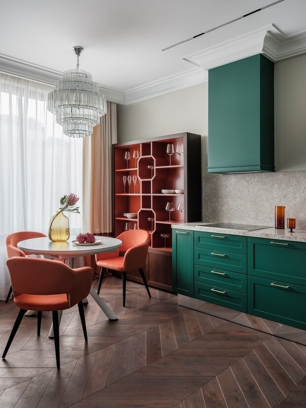 Фотография: Кухня и столовая в стиле Классический, Современный, Эклектика, Квартира, Проект недели, Москва, 2 комнаты, 40-60 метров, Виолетта Голубева, Golubeva design&architecture – фото на INMYROOM