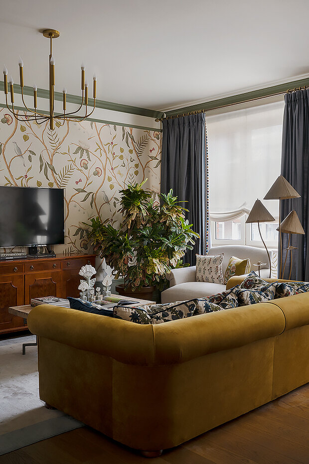 Фотография: Гостиная в стиле Классический, Современный, Эклектика, Винтажный, Квартира, Проект дня, Москва, 4 и больше, Более 90 метров, Наталья Митракова – фото на INMYROOM