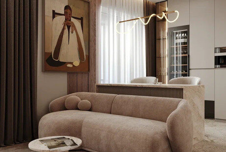 Дизайн-проект квартиры в ЖК «Кутузов GRAD II (Кутузов Град II)» в стиле современный минимализм и джапанди