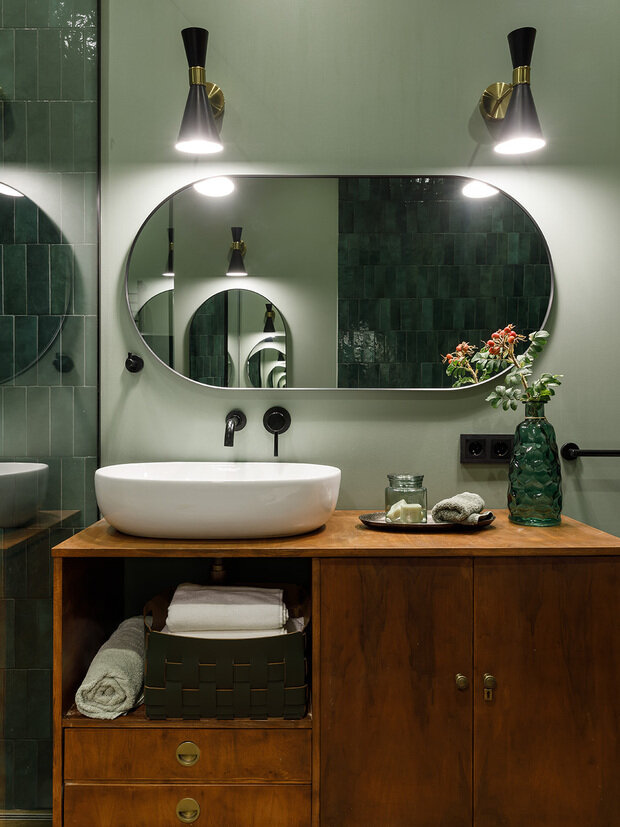 Фотография: Ванная в стиле Современный, Эклектика, Винтажный, Квартира, Проект дня, Санкт-Петербург, Кирпичный дом, 4 и больше, Бохо, Анна Король – фото на INMYROOM