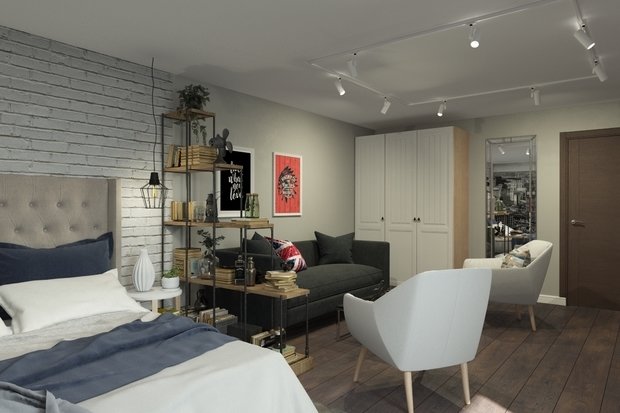 Фото из портфолио Студия в новостройке. 24м² – фотографии дизайна интерьеров на INMYROOM
