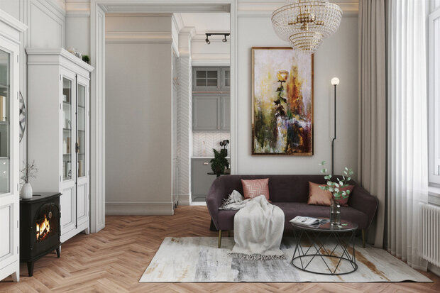 Фотография: Гостиная в стиле Классический, Современный, Эклектика, Квартира, Проект недели, Одинцово, Монолитный дом, 2 комнаты, 40-60 метров, Andrei Lobin Design Buro, Андрей Лобин – фото на INMYROOM