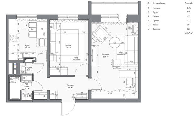 Фотография: Планировки в стиле , Современный, Квартира, Проект дня, Москва, П-44, Панельный дом, 2 комнаты, 40-60 метров, Анна Бибишева – фото на INMYROOM