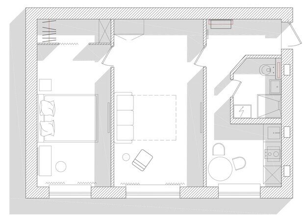 Фотография: Планировки в стиле , Современный, Квартира, Проект дня, Санкт-Петербург, Хрущевка, 2 комнаты, 40-60 метров, Анна Карачева – фото на INMYROOM