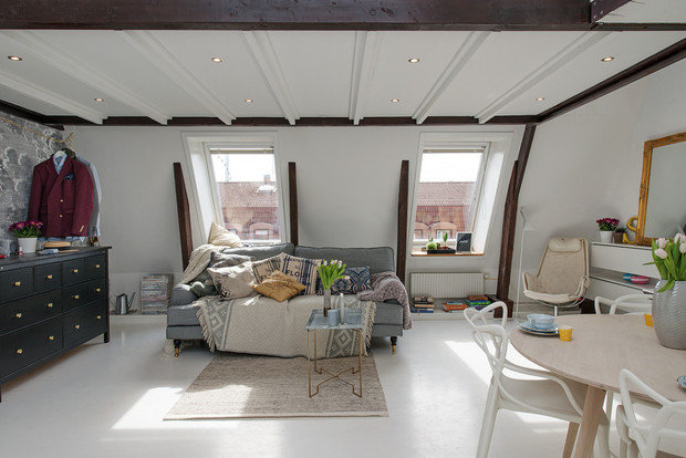 Фотография: Гостиная в стиле Скандинавский, Малогабаритная квартира, Квартира, Дома и квартиры – фото на INMYROOM