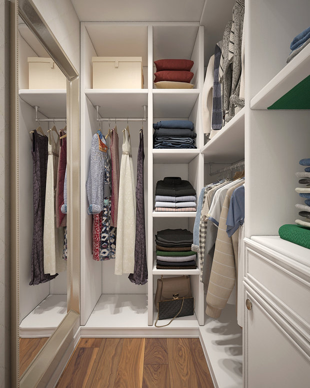Фотография: Гардеробная в стиле Прованс и Кантри, Лофт, Современный, Квартира, Проект недели, Москва, Студия 3.14, Тимур Абдрахманов, Ирина Леготкина, новостройка, Монолитный дом, 3 комнаты, 60-90 метров – фото на INMYROOM