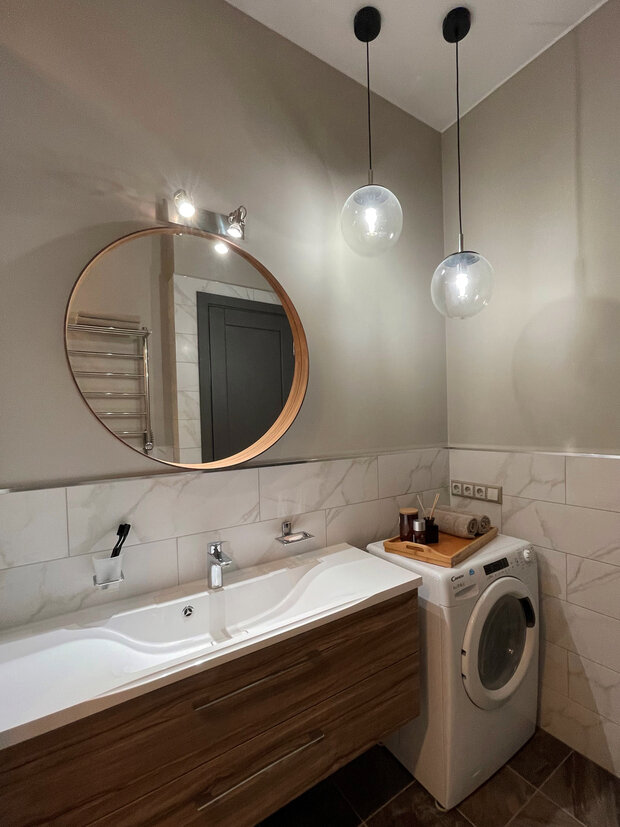 Фотография: Ванная в стиле Современный, Квартира, Проект дня, Московская область, Монолитный дом, 3 комнаты, 60-90 метров, Жуковский, Мария Чикунова – фото на INMYROOM