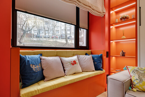 Фотография: Гостиная в стиле Современный, Малогабаритная квартира, Квартира, Студия, Проект дня, Москва, Олег Коган, Кирпичный дом, до 40 метров – фото на INMYROOM