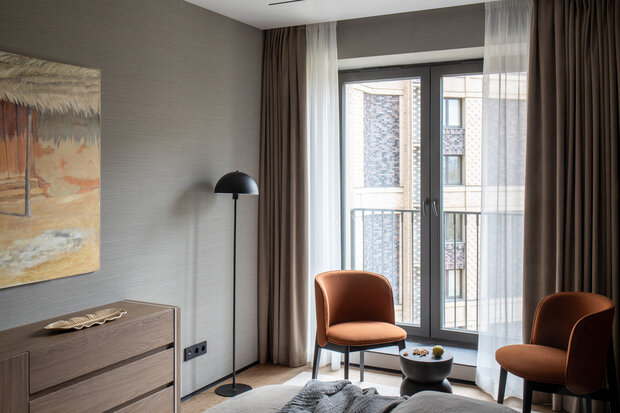 Фотография: Спальня в стиле Современный, Минимализм, Квартира, Проект дня, Санкт-Петербург, 2 комнаты, Более 90 метров, Эксклюзивные проекты, минимализм с элементами современного дизайна, фото интерьера, дизайн интерьера фото, Ирина Смышляева – фото на INMYROOM