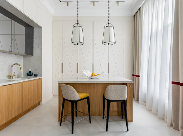 Фотография: Кухня и столовая в стиле Современный, Квартира, Проект дня, Москва, 4 и больше, Более 90 метров, Виктория Колесникова – фото на INMYROOM