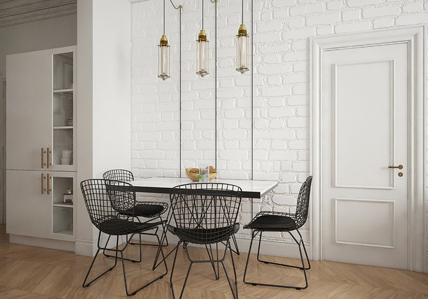 Фотография: Кухня и столовая в стиле Скандинавский, Классический, Лофт, Современный, Квартира, Проект недели, Москва, дизайн интерьера в сталинке, как сделать перепланировку в сталинке, Сталинка, 3 комнаты, 60-90 метров, наталья патрушева – фото на INMYROOM