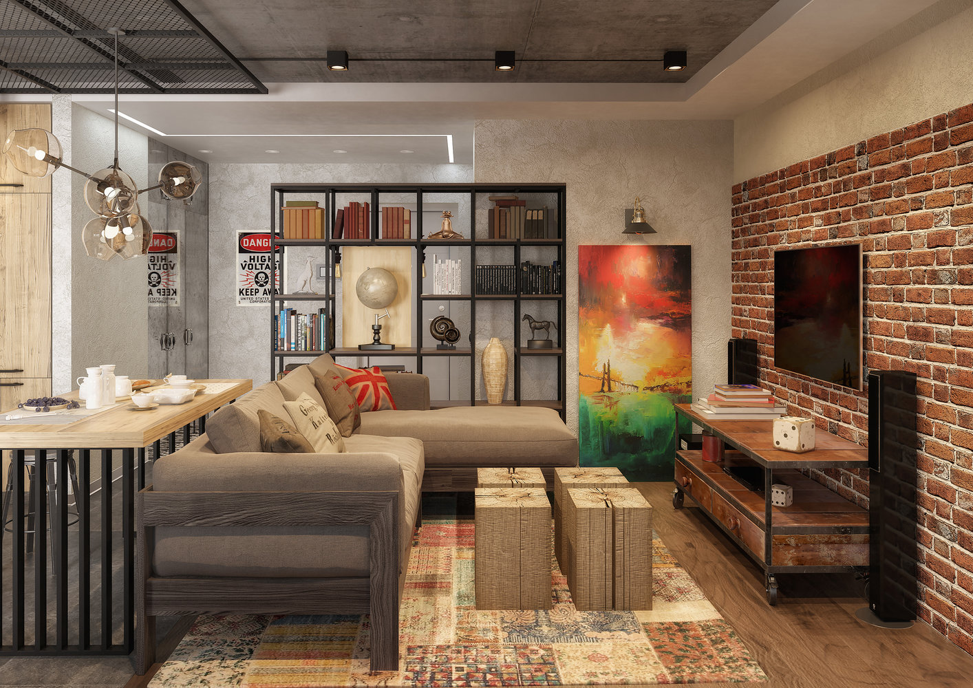 Фотография: Гостиная в стиле Лофт, Квартира, Проект недели, Москва, Ольга Райская, Монолитный дом, 2 комнаты, 60-90 метров – фото на INMYROOM Фотография: Гостиная в стиле Лофт, Квартира, Проект недели, Москва, Ольга Райская, Монолитный дом, 2 комнаты, 60-90 метров – фото на INMYROOM