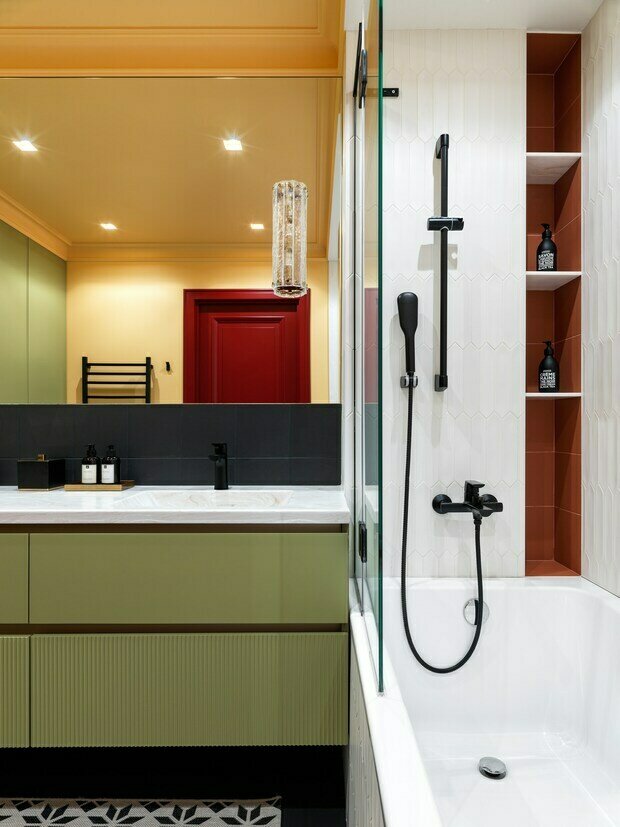 Фотография: Ванная в стиле Современный, Эклектика, Квартира, Проект недели, Москва, 3 комнаты, Более 90 метров, Miklashevskaia Interior, Анна Миклашевская – фото на INMYROOM