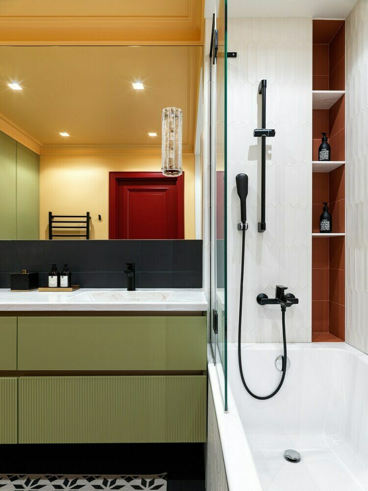 Фотография: Ванная в стиле Современный, Эклектика, Квартира, Проект недели, Москва, 3 комнаты, Более 90 метров, Miklashevskaia Interior, Анна Миклашевская – фото на INMYROOM