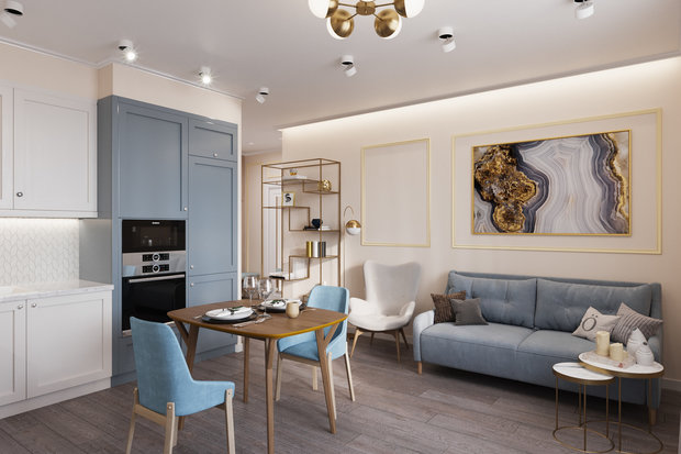 Фото из портфолио Квартира 57 кв.м. в стиле эклектика ЖК на Симоновском. – фотографии дизайна интерьеров на INMYROOM