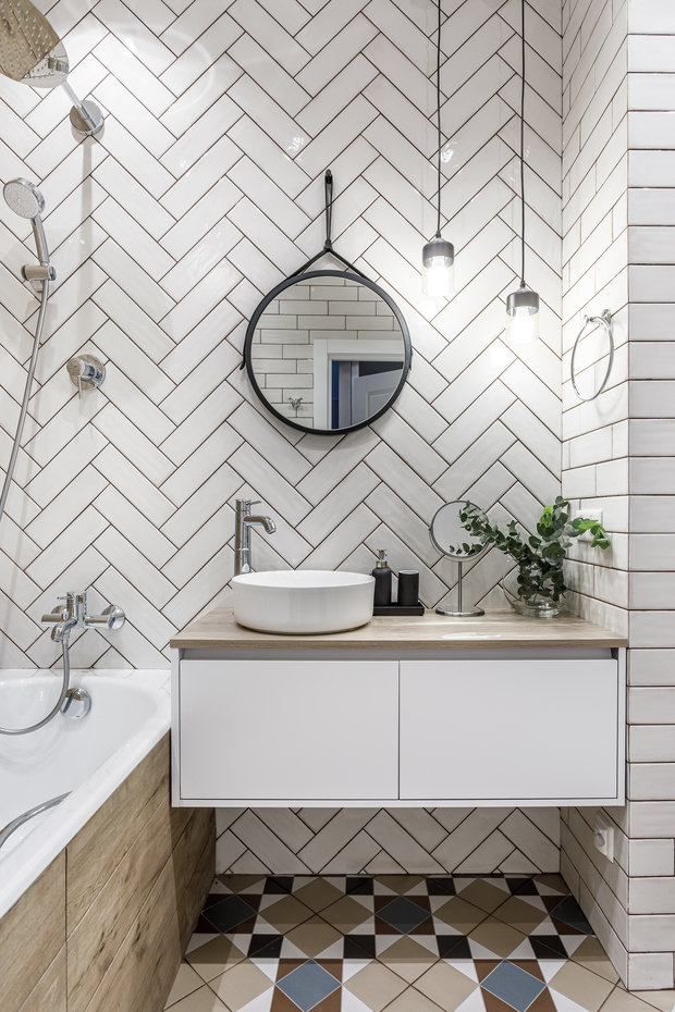 Фотография: Ванная в стиле Скандинавский, Современный, Квартира, Проект недели, Москва, 2 комнаты, 40-60 метров, Ирина Долганова – фото на INMYROOM