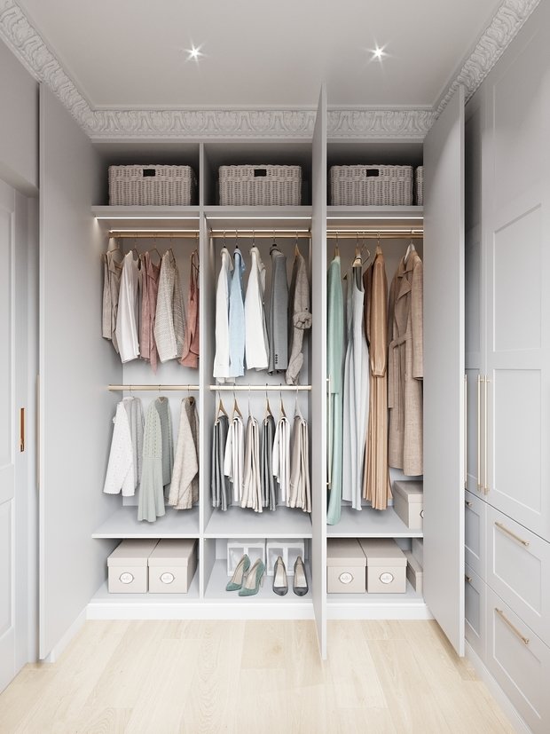 Фотография: Гардеробная в стиле Современный, Квартира, Проект недели, Москва, 4 и больше, Более 90 метров, Елена Лебедева – фото на INMYROOM