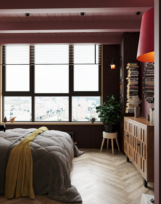 Фотография: Спальня в стиле Современный, Эклектика, Квартира, Проект дня, Москва, 1 комната, 40-60 метров, современный с элементами эклектики, фото интерьера, дизайн интерьера фото – фото на INMYROOM