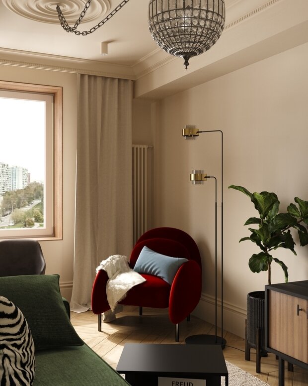 Фотография: Кабинет в стиле Современный, Эклектика, Квартира, Проект дня, Монолитный дом, 2 комнаты, 40-60 метров, Илона Рафикова – фото на INMYROOM