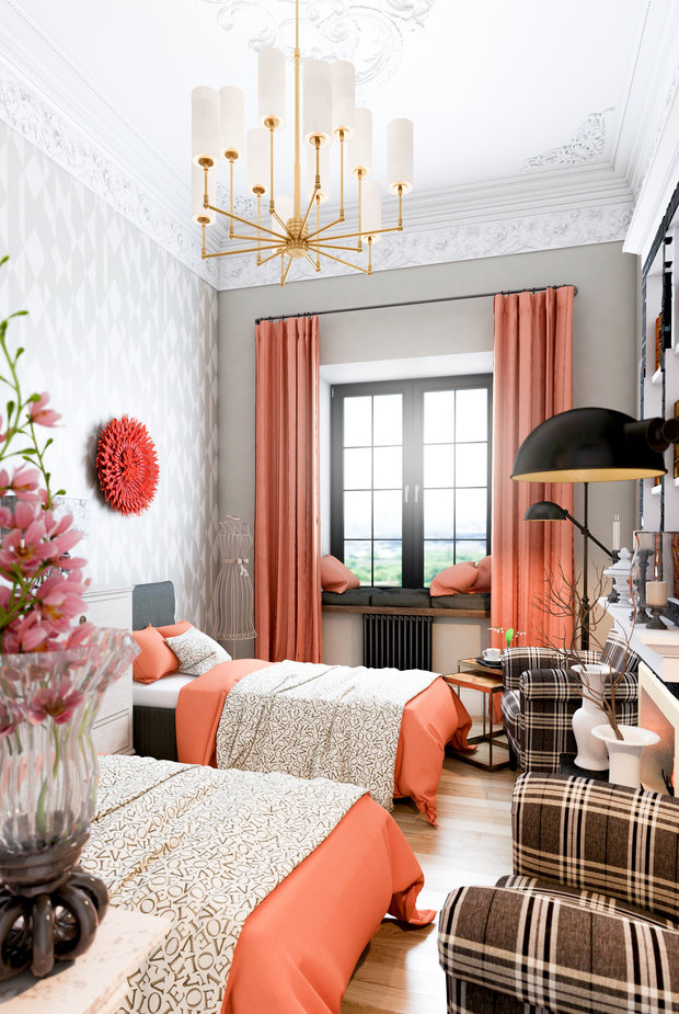 Фотография: Спальня в стиле Прованс и Кантри, Эклектика, Проект недели, Москва, Марина Саркисян, Little Greenе, камерунская шляпа в интерьере – фото на INMYROOM