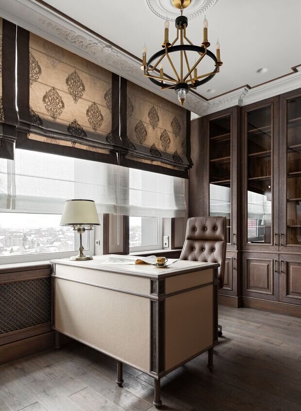 Фотография: Кабинет в стиле Классический, Современный, Эклектика, Квартира, Проект дня, 3 комнаты, 60-90 метров, Монолитно-кирпичный – фото на INMYROOM