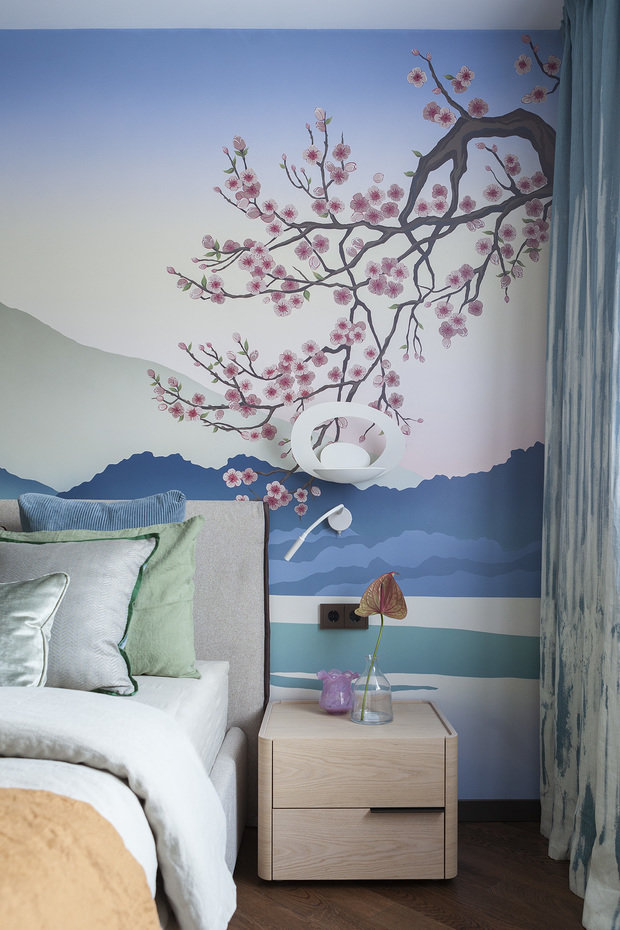 Фотография: Спальня в стиле Современный, Восточный, Квартира, Проект недели, Москва, Юлия Веселова, 3 комнаты, Более 90 метров – фото на INMYROOM