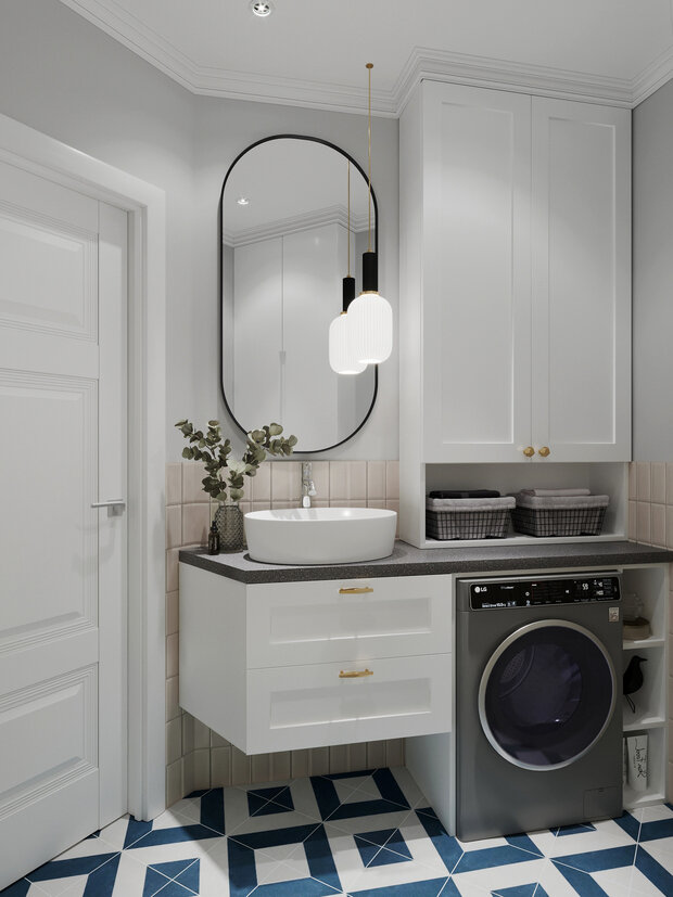 Фотография: Ванная в стиле Современный, Проект недели, Дом и дача, Таунхаус, Ленинградская область, 3 комнаты, 40-60 метров, Валерия Рогова – фото на INMYROOM