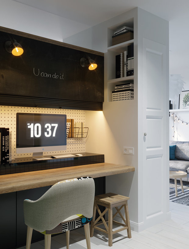 Фотография: Кабинет в стиле Скандинавский, Малогабаритная квартира, Гид, Никита Зуб, как оформить малогабаритку, дизайн малогабаритки, малогабаритка, ToTaste Studio, Бюро «Общая Площадь», Ольга Буравкова, Анна Доброковская, энциклопедия_интерьер, Мария Глаголева, Ира Носова, премия 2018 INMYROOM – фото на INMYROOM